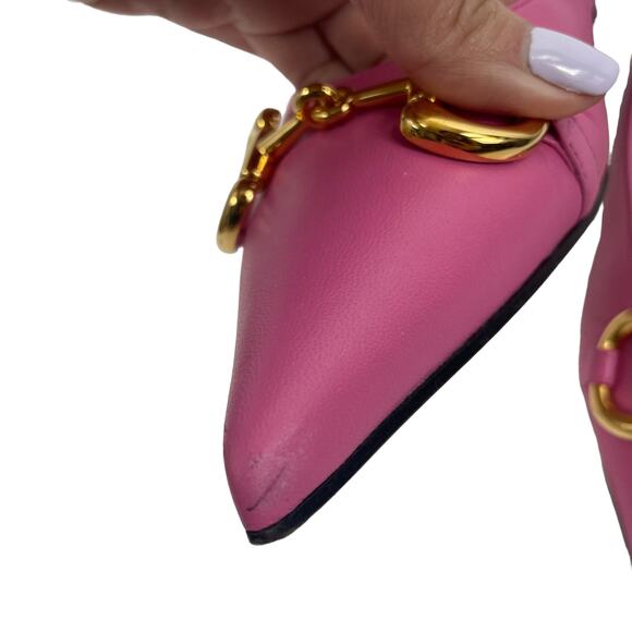 Gucci Horsebit Pointed Toe Mary Jane Ballet Flats Pink Size 38.5 - Picture 5 of 13